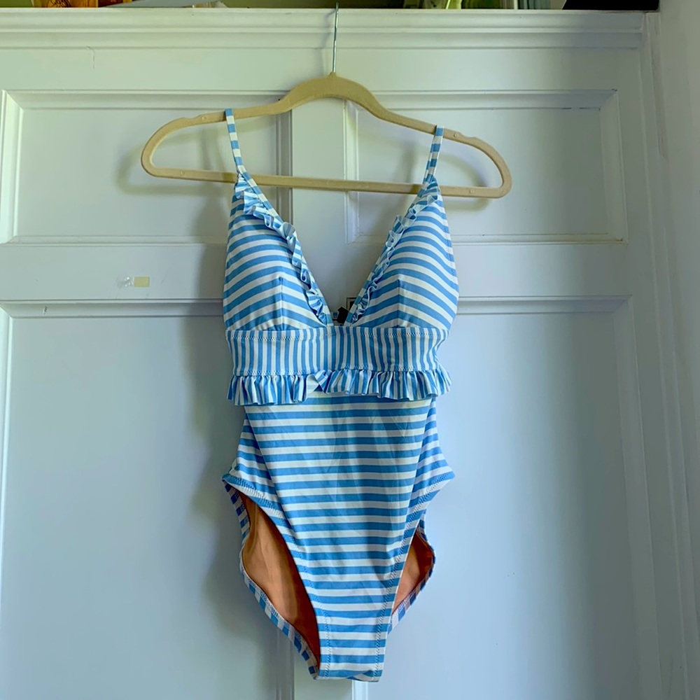 J. Crew Ruffle Plunge one piece